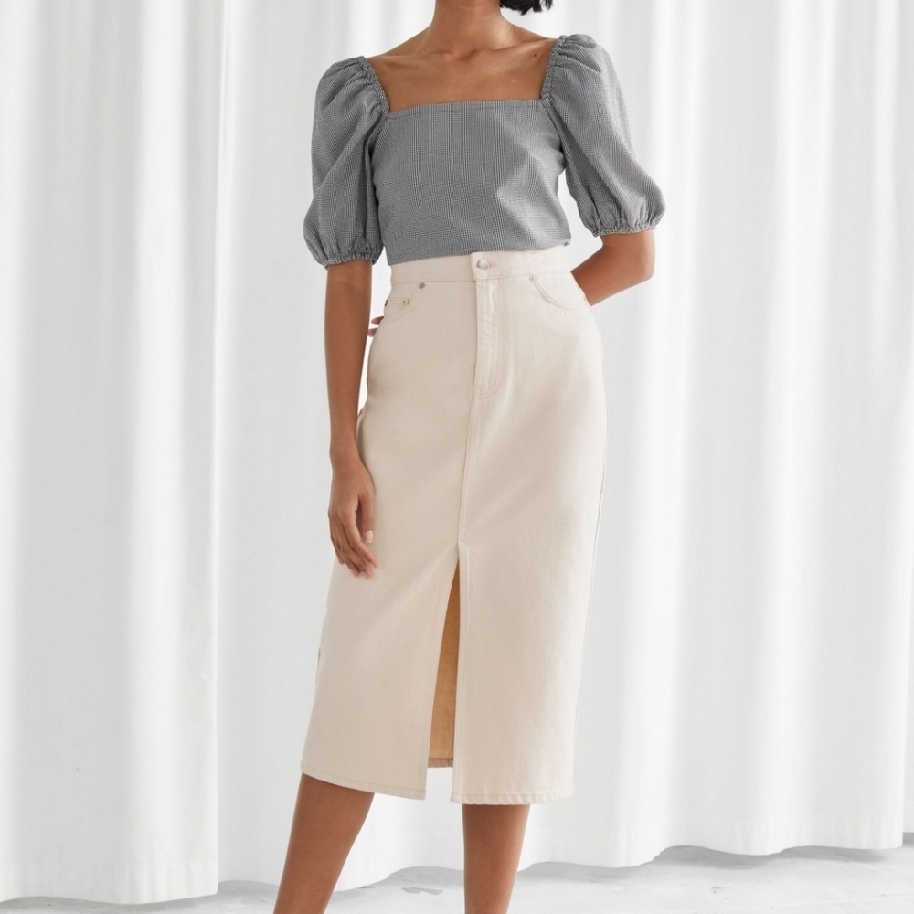 NWT & Other Stories Denim Front Slit Midi Skirt